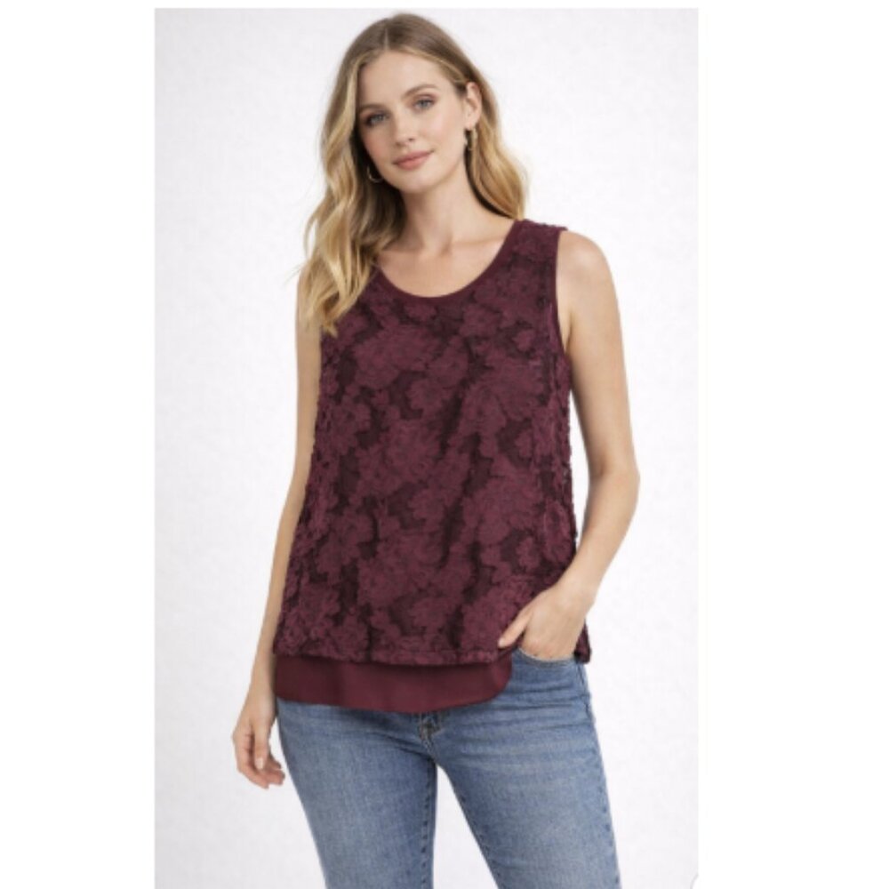 Halogen Red Sleeveless Ruffled Blouse